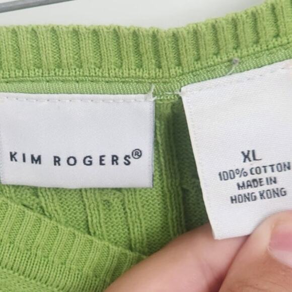 Kim Rogers Green Cable Knit Sweater Womens Size Extra Large XL - Picture 3 of 3